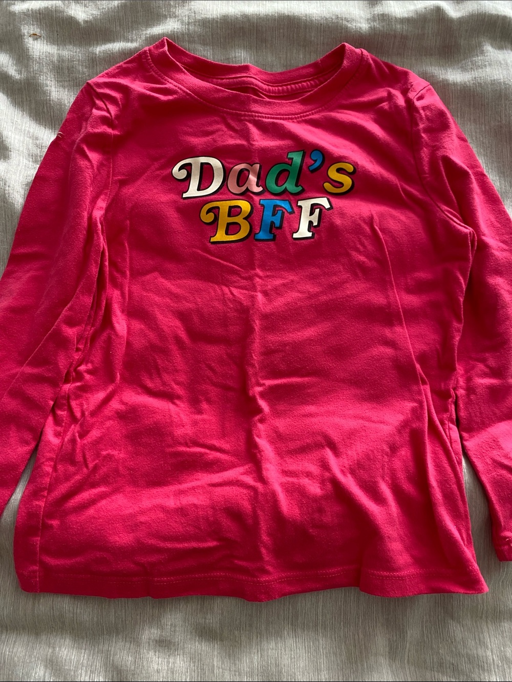 Cat & Jack Girls' Long-Sleeve Tee in Hot Pink with 'Dad's BFF' Graphic